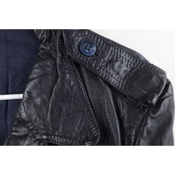 Vtg 70s Streetwear Mens 40 Distressed Safari Bush Leather Shirt Jacket Shacket